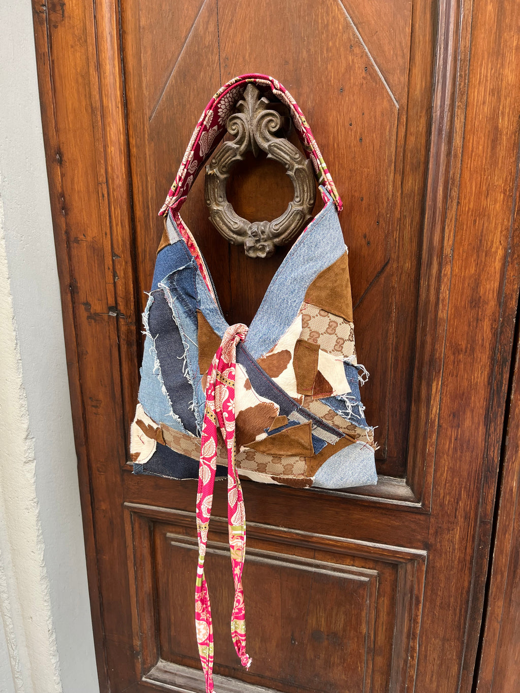 Jeans e Vera pelle patchwork