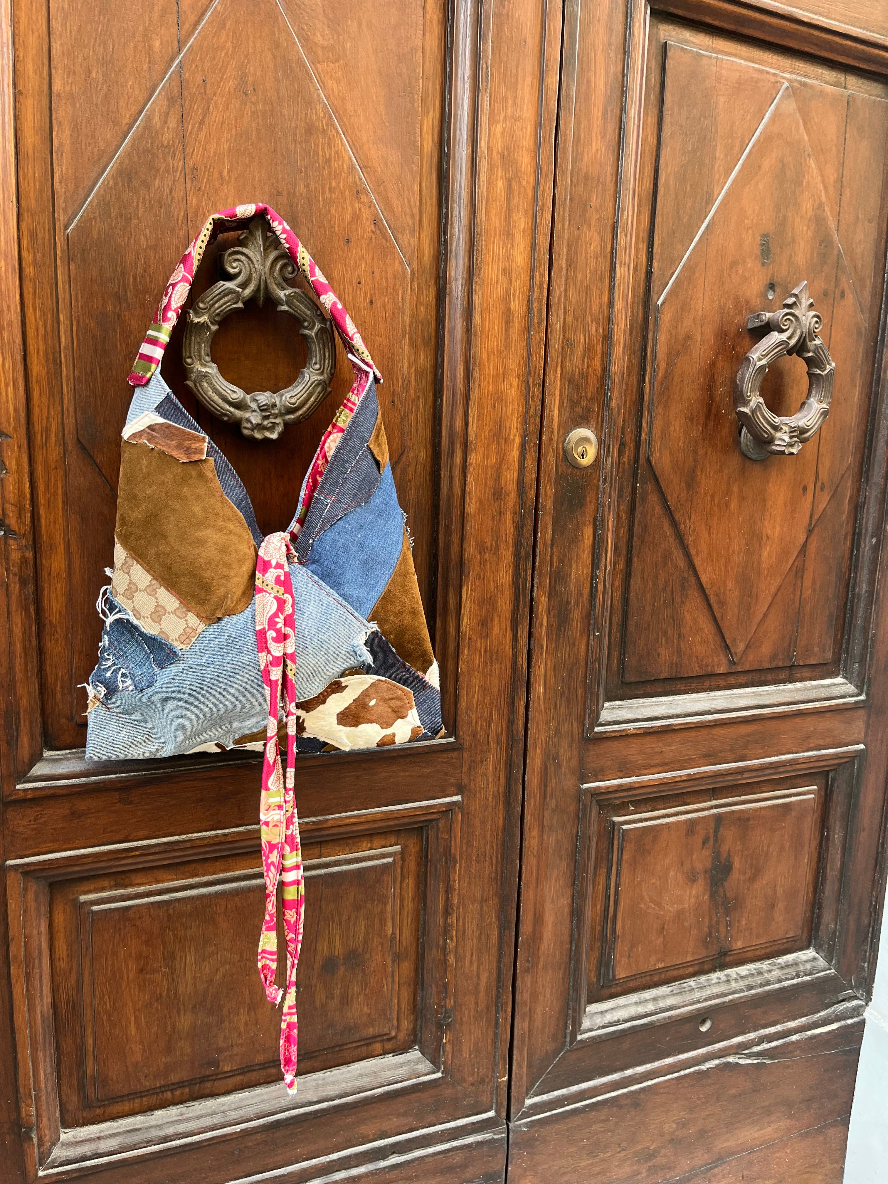 Jeans e Vera pelle patchwork