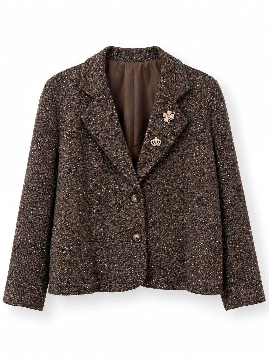 Blazer Corto Tweed con Spille