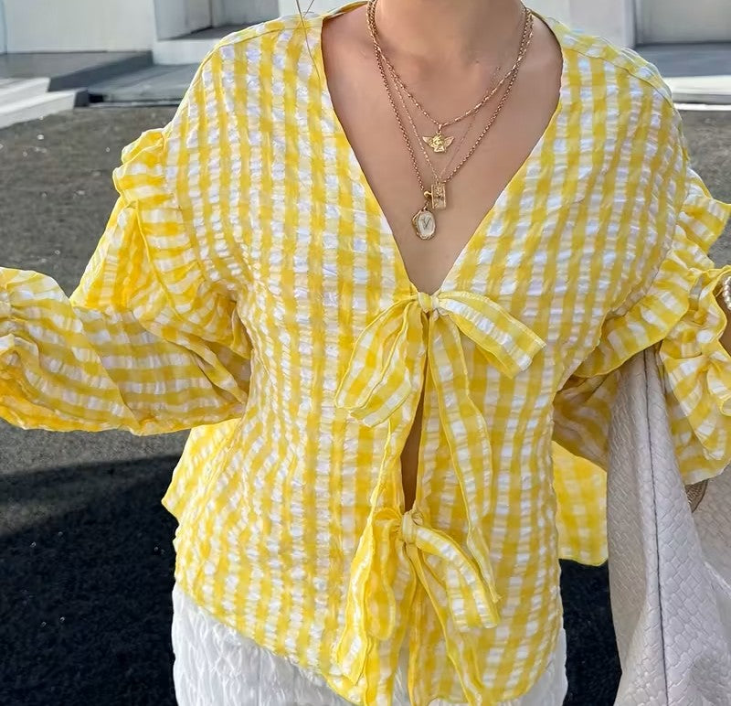 Camicetta quadri&volant